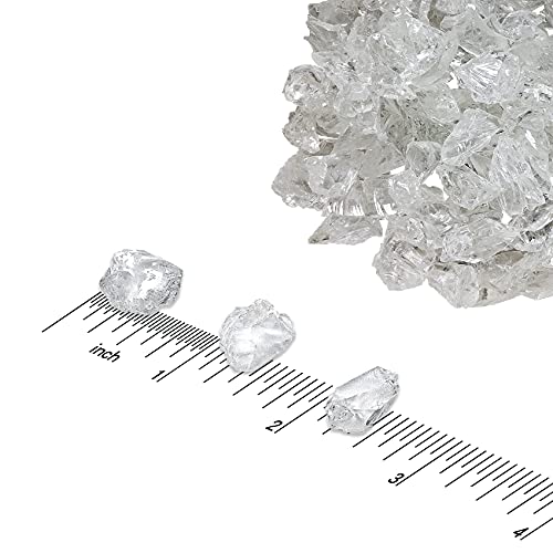 Skyflame 10-Pound Recycled Fire Glass for Fire Pit/Fireplace/Vase Fillers/Garden Landscapes, Ice Clear