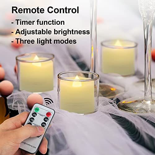 Flameless Candles with Remote LED Tealight Candles Tea Lights Votive Candle with Timer, Unscented Outdoor Flickering Warm White Flame Fake Candles, Battery Operated Candles 200 Hours - 6 Set x 1.3"