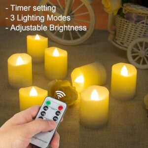 Flameless Candles with Remote LED Tealight Candles Tea Lights Votive Candle with Timer, Unscented Outdoor Flickering Warm White Flame Fake Candles, Battery Operated Candles 200 Hours - 6 Set x 1.3"