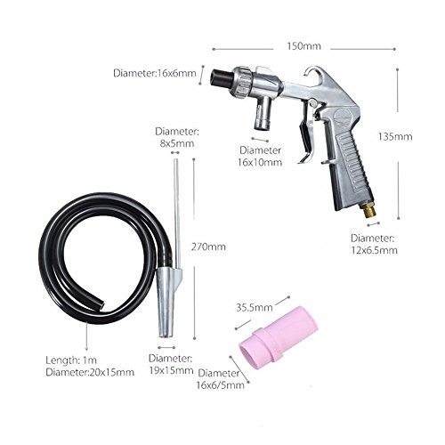 Jewboer Sandblaster Sand Blaster Gun Kit for Abrasive Media Blaster Sandblasting Cabinet with Hose Nozzles Tip