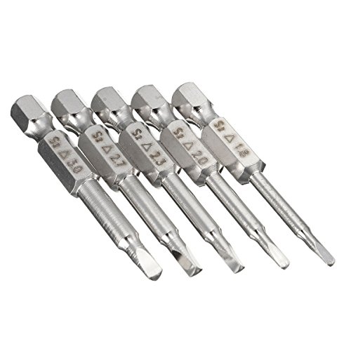 Yakamoz 5Pcs Magnetic Triangle Head Screwdriver Bits, 1/4 Hex Shank Triangle Screwdriver Bit Set S2 Steel Triangular Tip Screw Driver Bit - 2Inch /50mm Length