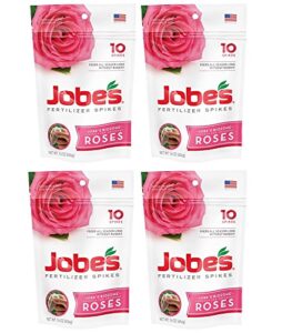 jobes vznmyb rose fertilizer spikes 9-12-9 time release fertilizer for all flowering shrubs, 10 spikes (4 pack)