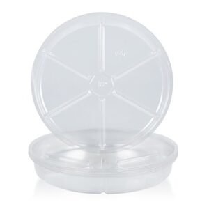 idyllize 10 piece of 12 inch clear plastic plant saucer drip trays for pots (12")