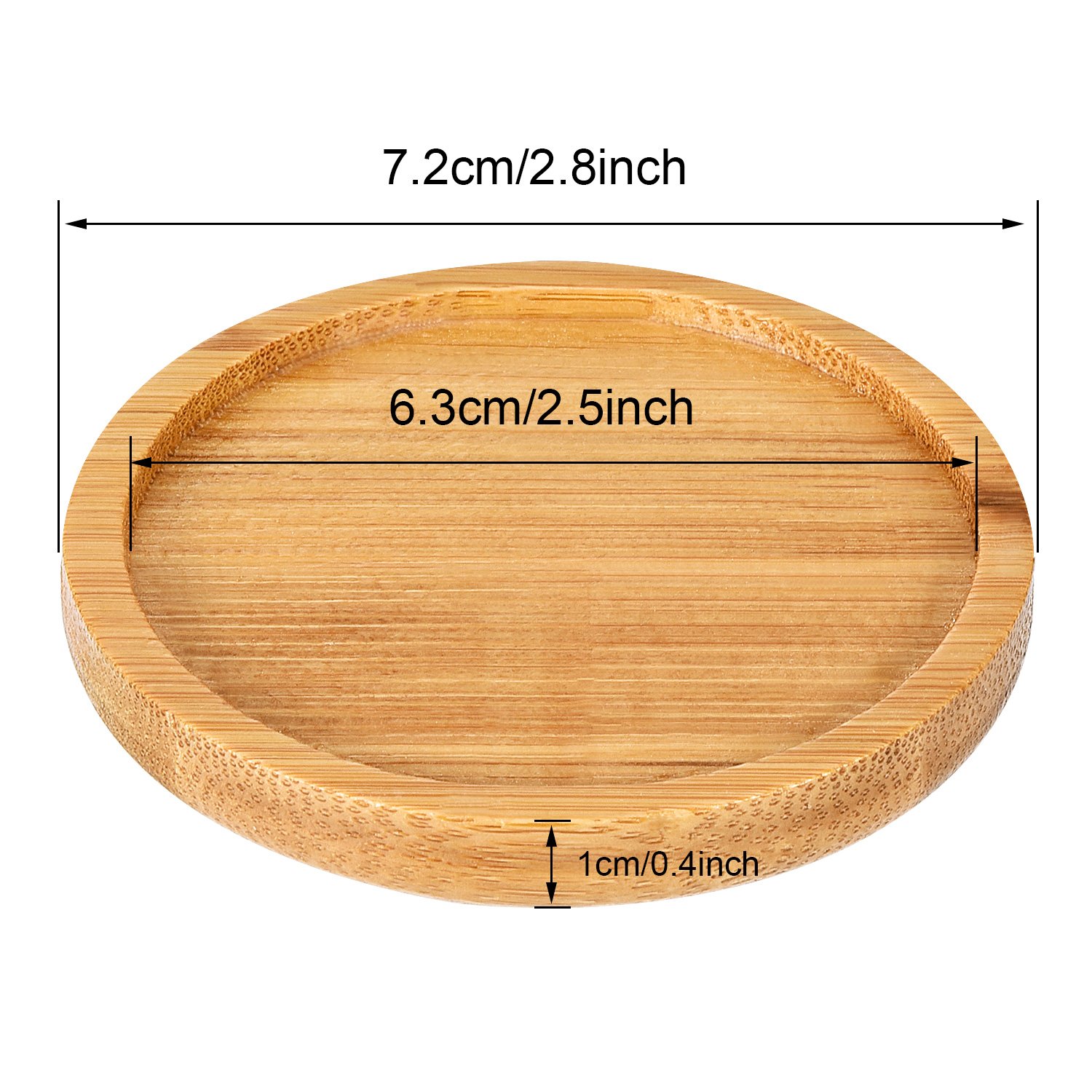 Trays 2.5 Inch Bamboo Round Plant Saucer for Most Plant Pot Flower Pot, Solution for Owl Pot with Hole (6 Pack)