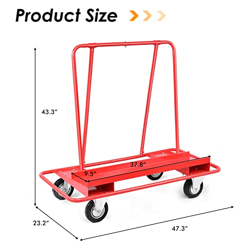 Goplus Drywall Sheet Cart, Heavy Duty Panel Dolly Cart with 4 Swivel Wheels, Handling Wall Panel, Sheetrock, Wood Panel, Rolling Dolly for Garage, Home, Warehouse