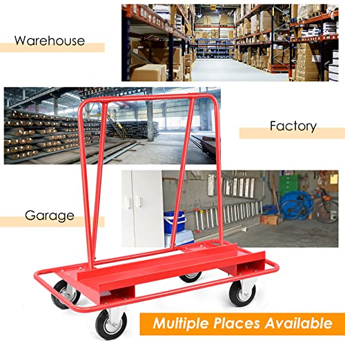 Goplus Drywall Sheet Cart, Heavy Duty Panel Dolly Cart with 4 Swivel Wheels, Handling Wall Panel, Sheetrock, Wood Panel, Rolling Dolly for Garage, Home, Warehouse