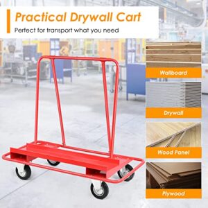 Goplus Drywall Sheet Cart, Heavy Duty Panel Dolly Cart with 4 Swivel Wheels, Handling Wall Panel, Sheetrock, Wood Panel, Rolling Dolly for Garage, Home, Warehouse