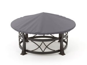 covermates round firepit top cover – water-resistant polyester, adjustable buckle straps, fire pit covers-charcoal