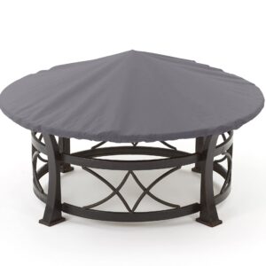 Covermates Round Firepit Top Cover – Water-Resistant Polyester, Adjustable Buckle Straps, Fire Pit Covers-Charcoal