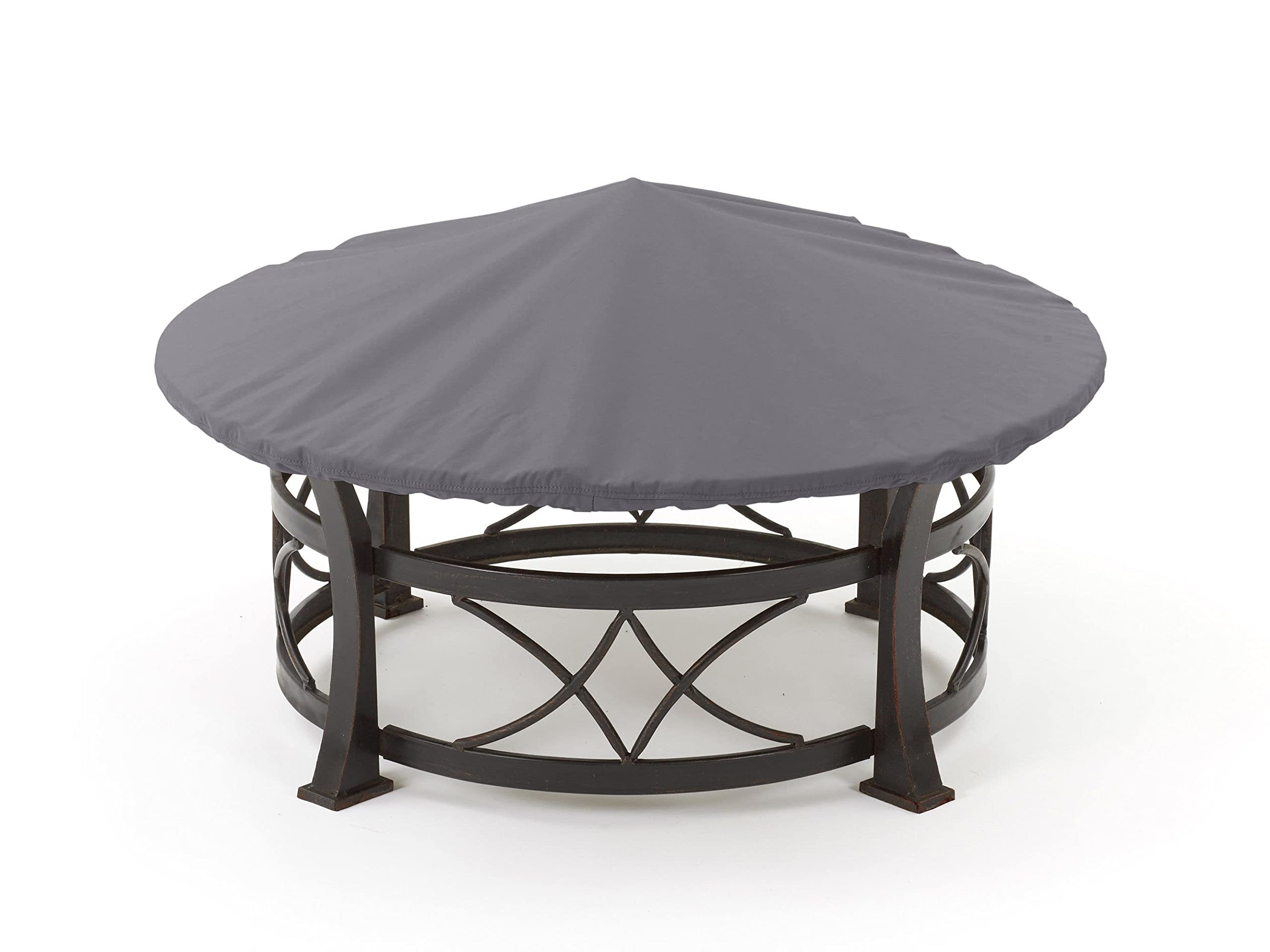 Covermates Round Firepit Top Cover – Water-Resistant Polyester, Adjustable Buckle Straps, Fire Pit Covers-Charcoal