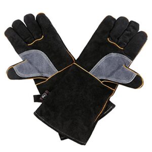 KIM YUAN Extreme Heat & Fire Resistant Gloves Leather with Kevlar Stitching,Mitts Perfect for Fireplace, Stove, Oven, Grill, Welding, BBQ, Mig, Pot Holder, Animal Handling