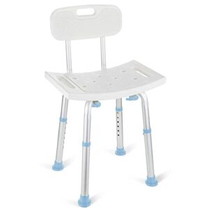 OasisSpace Bathtub Adjustable Shower Chair, Bath Stool with Removable Back 300lbs - Tool Free Anti-Slip Bench Bathtub Stool for Elderly, Senior, Handicap & Disabled