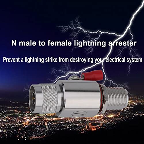 Riotaxy Lightning Arrestor N Male to Female Bulkhead 50 Ohm 0-3GHz with 90V Gas Tube Coaxial WiFi Lightning Arrester (Lightning arrestor N Male to Female)