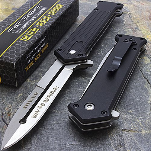 Only US TAC-FORCE Folding Joker "Why So Serious?" Satin Blade Pocket Knife TF-457BS