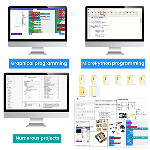 KEYESTUDIO Microbit Smart Home Starter Kit for BBC Micro:bit V2 (Without Micro:bit), MakeCode Blocks & Python Code|Tutorial Guide|Remote Control APP| Solar & Micro USB Charge|RGB, LCD for Kids Coding