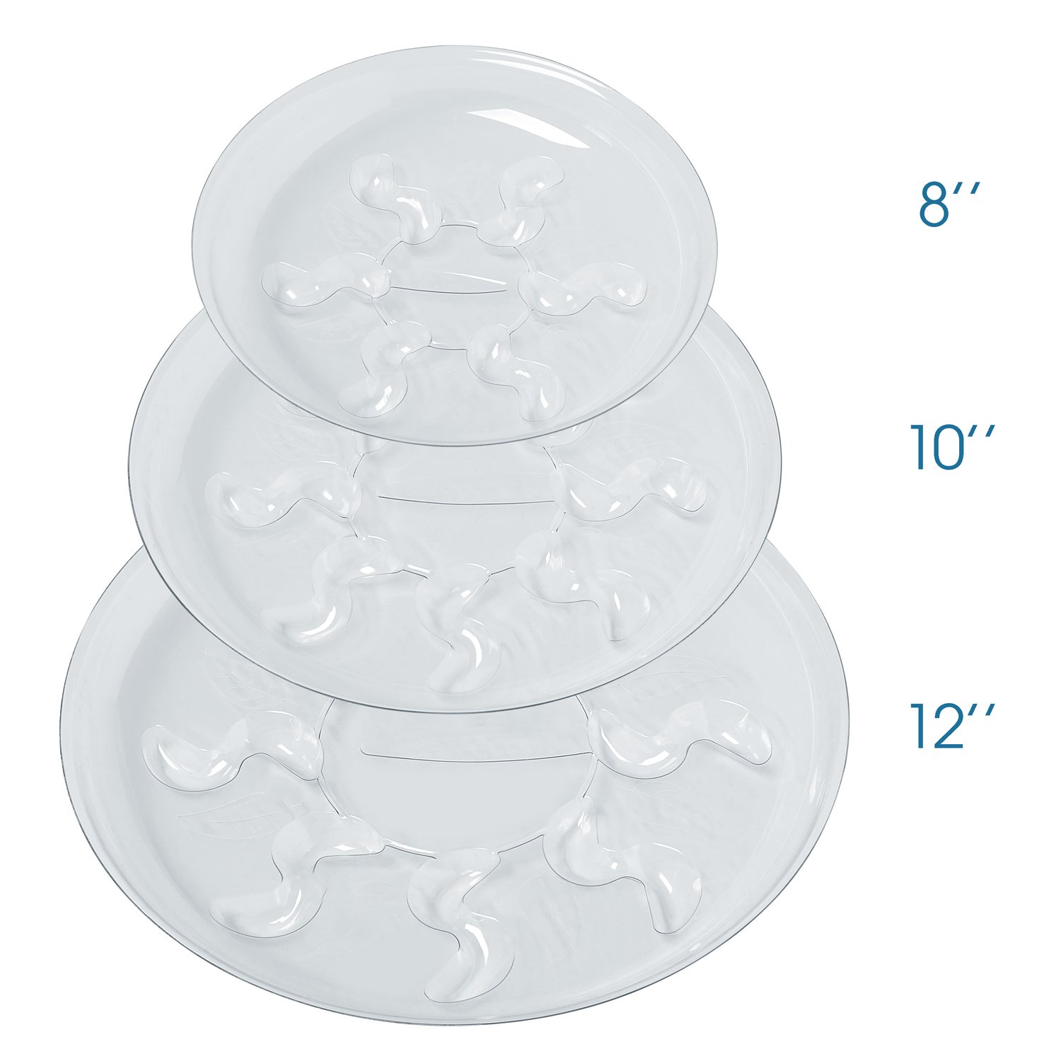 Idyllize 5 Pieces of 12 inch, Clear Thick Plastic Heavy Duty Sturdy Plant Saucer Drip Trays for pots (12")