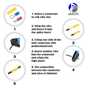 Amlits 300 PCS Insulated Wire Electrical Connectors - Butt, Ring, Spade, Quick Disconnect - Crimp Terminals Connectors Assortment Kit