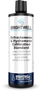 brightwell aquatics refractometer & hydrometer calibration standard, accurate reference for the calibration of seawater refractometers, hydrometers & other density measuring equipment (res250)
