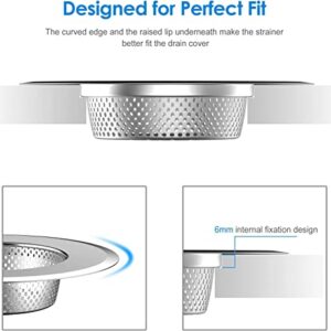 Helect 3-Pack Kitchen Sink Strainer Stainless Steel Drain Filter Strainer with Large Wide Rim 4.5" for Kitchen Sinks