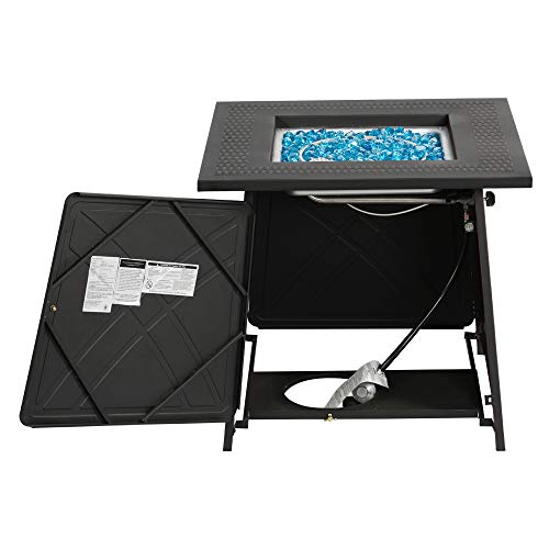 BALI OUTDOORS Propane Fire Pit Table, 28 inch 50,000 BTU Auto-Ignition Outdoor Gas Fire Pit Table, CSA Certification Approval and Strong Steel Tabletop (Square Black)