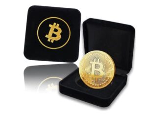 bitcoin coin in luxury showcase edition box: limited edition w/crypto coin display case - physical bitcoin - bitcoin gifts - cryptocurrency coin w/realistic details - desk home office idea