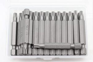 temo 25 pc t25 torx 6 point impact ready 2 inch length screwdriver insert bits hex shank with quick release slot