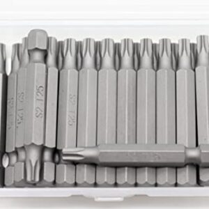 TEMO 25 pc T25 Torx 6 Point Impact Ready 2 Inch Length Screwdriver Insert Bits Hex Shank with Quick Release Slot