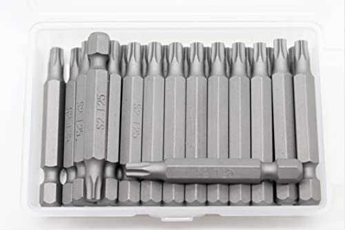 TEMO 25 pc T25 Torx 6 Point Impact Ready 2 Inch Length Screwdriver Insert Bits Hex Shank with Quick Release Slot