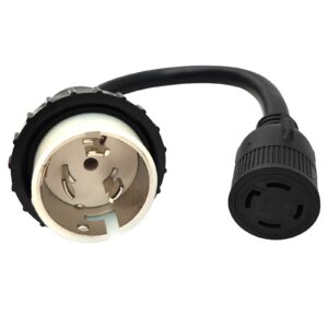 Parkworld 886283 Marine Shore Power 50A SS2-50 Plug Male to Generator Locking 30A L14-30 Receptacle Female