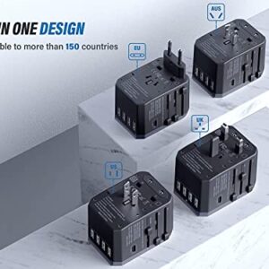 EPICKA Universal Travel Adapter One International Wall Charger AC Plug Adaptor with 5.6A Smart Power and 3.0A USB Type-C for USA EU UK AUS (TA-105, Grey)