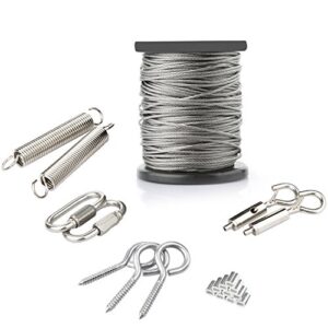 andot outdoor hanging light kit, 1/16inch,7x7, 130ft globe string lights suspension kit, 304 stainless steel cable,string lights outdoor rope perfect for patio, garden