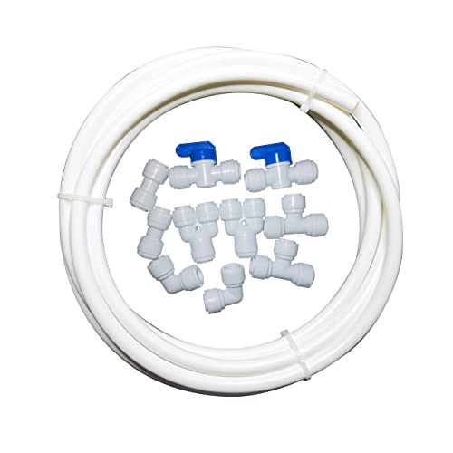 (White tubing 5 meters) - 10 pcs 1cm Quick Connect Push In to Connect Water Purifiers Tube Fittings for RO Water Reverse Osmosis System+5 metres(16 feet) white tubing hose pipe