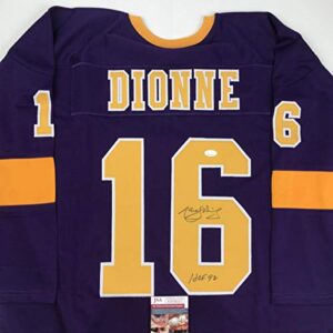 autographed/signed marcel dionne hof 92 los angeles la purple hockey jersey jsa coa