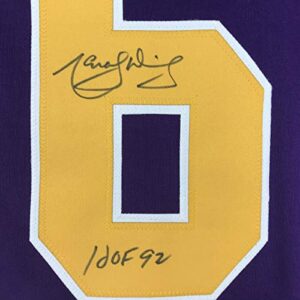 Autographed/Signed Marcel Dionne HOF 92 Los Angeles LA Purple Hockey Jersey JSA COA