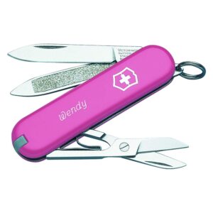 personalized pink classic sd swiss army knife by victorinox