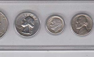 1958 Birth Year Coin Set (5) Coins - Half dollar, Quarter, Dime, Nickel, and Cent All Dated 1958 and Encased in Plastic Display Case Fine
