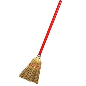rocky mountain goods small broom for kids and toddlers - solid wood handle with 100% natural broom corn bristles - ideal kids size 34” - heavy duty durability - toy broom (1)