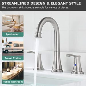 PARLOS Widespread Double Handles Bathroom Faucet with Metal Pop Up Drain and cUPC Faucet Supply Lines, Brushed Nickel, Demeter 13651