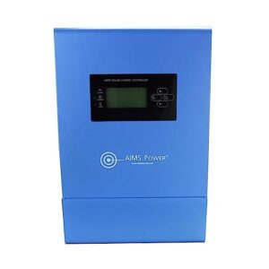 aims power scc80amppt 80 amp mppt solar charge controller; charges 12, 24, 36 and 48 volt solar systems; 4 stage charging; battery type selector; stackable; over temp protection