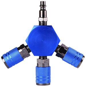 wynnsky air splitter, 3-way manifold with 3 pieces industrial coupler and plug, air compressor hose accessories quick connect fittings