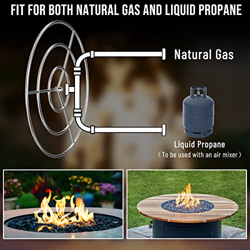 Skyflame 30-Inch Round Fire Pit Burner Ring, 304 Stainless Steel