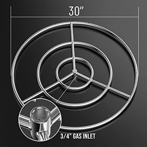 Skyflame 30-Inch Round Fire Pit Burner Ring, 304 Stainless Steel