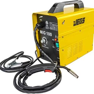 JEGS MIG 100 Gasless Welder - 110V AC - 20 Amps of Input Current - MIG Welder Includes Hand-Held Mask, Wire Brush, Spool of Wire, Welding Torch and One-Year Warranty - Simple Controls and Operation