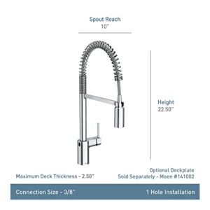 Moen Align Spot Resist Stainless Steel Motionsense Wave Sensor Touchless One-Handle High Arc Spring Pre-Rinse Pulldown Kitchen Faucet with Sprayer, 5923EWSRS