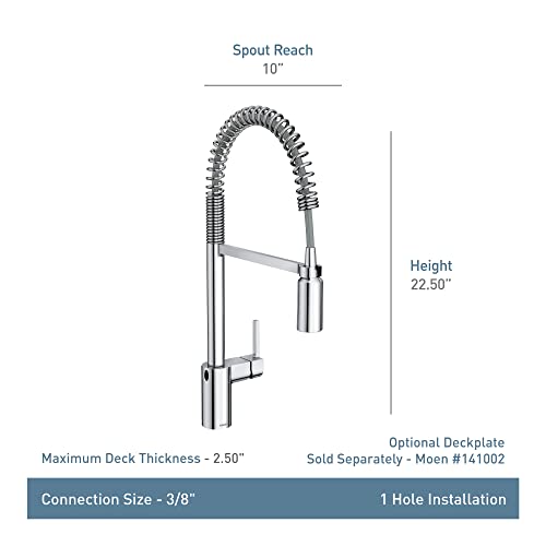 Moen Align Spot Resist Stainless Steel Motionsense Wave Sensor Touchless One-Handle High Arc Spring Pre-Rinse Pulldown Kitchen Faucet with Sprayer, 5923EWSRS