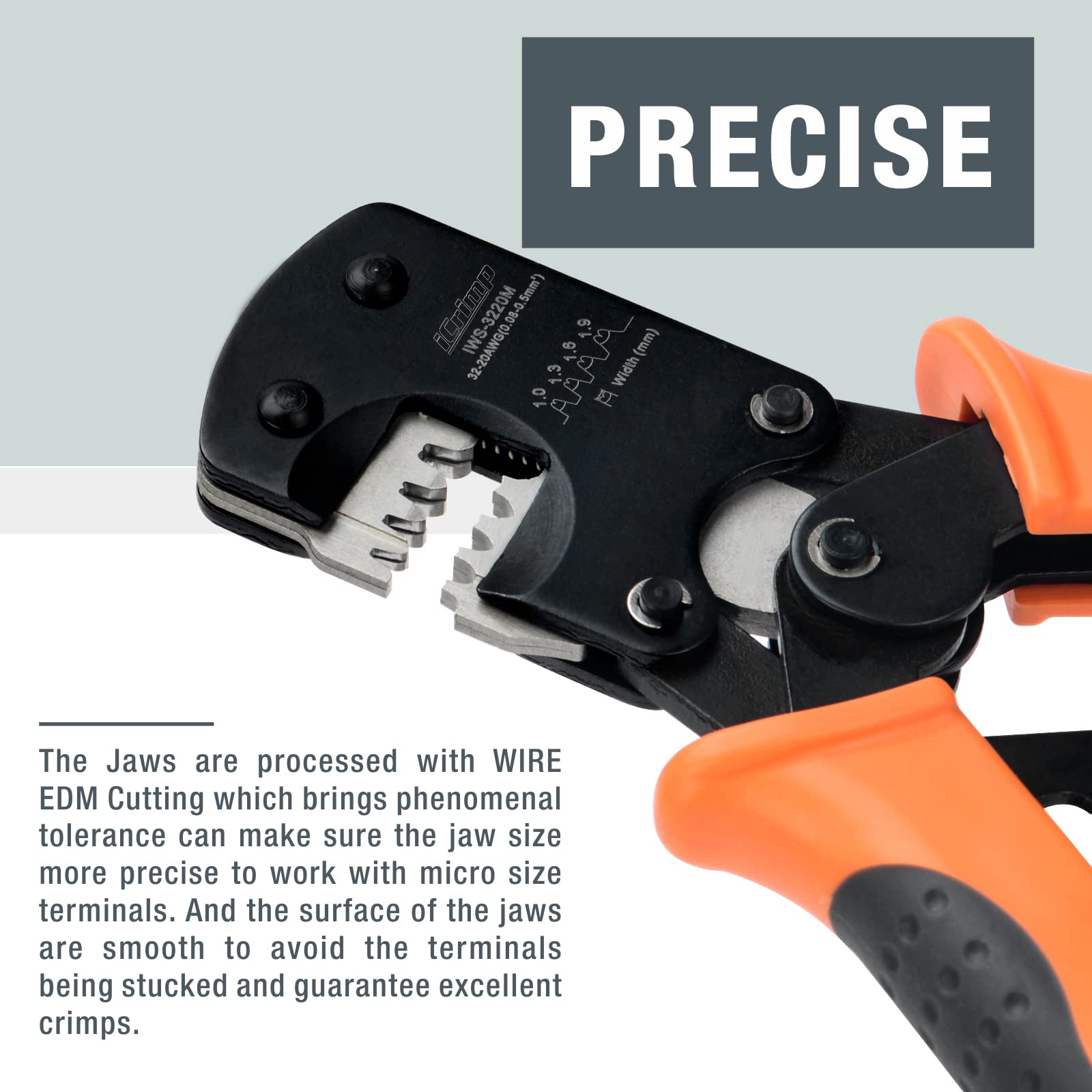 iCrimp IWS-3220M Micro Connector Pin Crimping Tool 0.03-0.52mm² 32-20AWG Ratcheting Crimper for D-Sub,Open Barrel suits Molex,JST,JAE