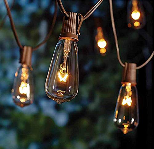 GOOTHY 10Ft Outdoor String Lights with 11 Clear Edison Bulbs (1 Spare) C9/E17 Base, ST40 Vintage Patio Stirng Lights Connectable Bistro Lights UL Listed for Backyard Wedding Garden Decor- Brown