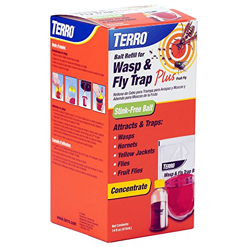 TERRO T515 Wasp & Fly Trap Plus Fruit Fly – Refill, 1 Pack