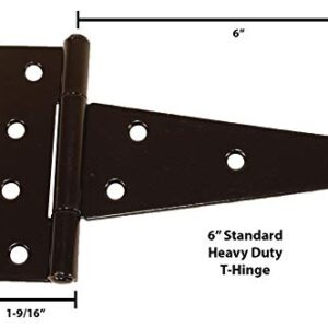 Shed Windows and More Shed T Hinges 6" (Set of 6) Strap Heavy Duty W/Screws Storage Building Barns Sheds Garages