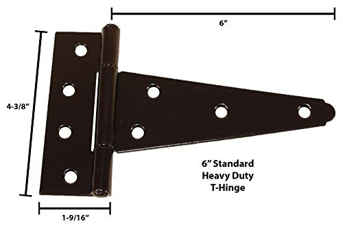 Shed Windows and More Shed T Hinges 6" (Set of 6) Strap Heavy Duty W/Screws Storage Building Barns Sheds Garages